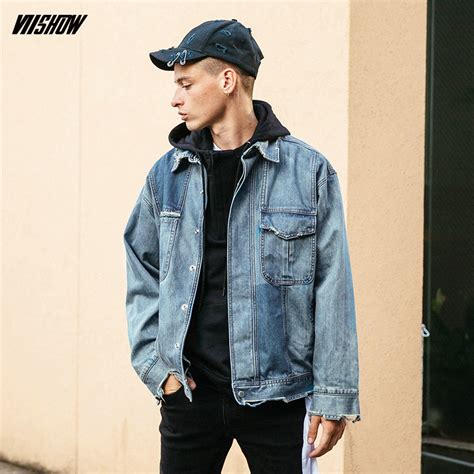 Viishow New Denim Jacket Men Fashion Streetwear Jeans Bomber Jacket 100
