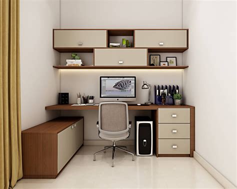Modern Home Office Design With Efficient Storage And Wooden Workdesk