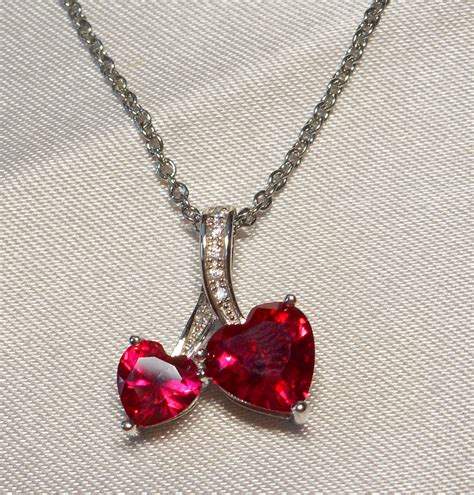 925 Sterling Silver Ruby And Topaz Heart Pendant Necklace Property Room