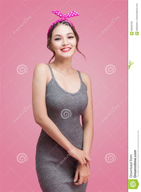 beautiful woman pinup style portrait asian woman stock image image of style people 90349155