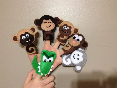 5 Little Monkeys Finger Puppet Set Etsy