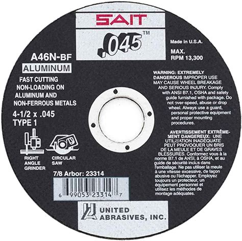 United Abrasives Sait 23314 4 12x045x78 A46n Aluminum