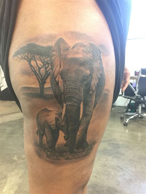 Elephant And Baby Thigh Tattoo Elephant Tattoos Baby Elephant Tattoo