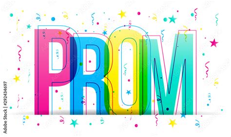 The Word Prom Colorful Vector Letters On A White Background Stock