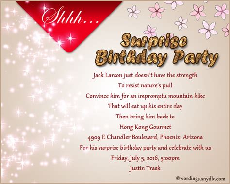 Surprise Birthday Party Invitation Wording Wordings And Messages