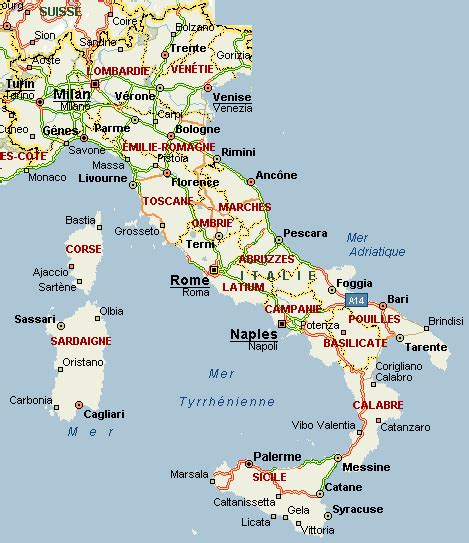 Carte Geographique De L Italie Avec Les Villes Passions Photos