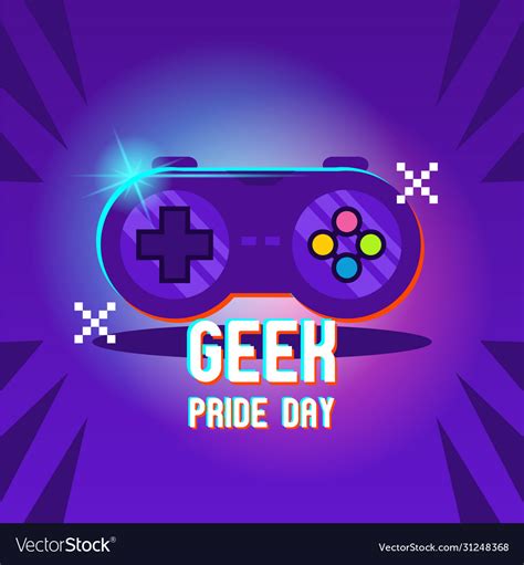 Geek Pride Day With Modern Joystick Design Vector Image