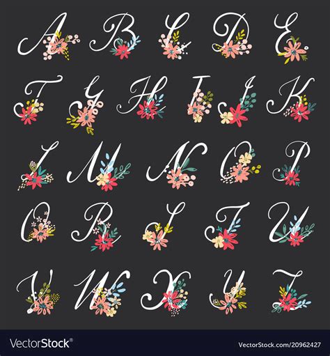 Beautiful Floral Letters Royalty Free Vector Image