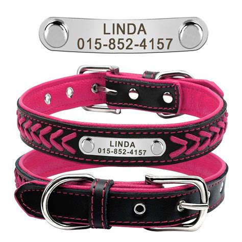 Personalized Nameplate Custom Leather Dog Collars Braided Leather