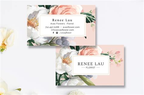 Add your own information to make it your own. Floral Business Card Template ~ Business Card Templates ~ Creative Market