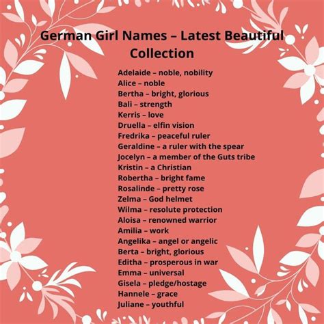 Top German Girl Names In 2020 Girl Names With Meaning German Names