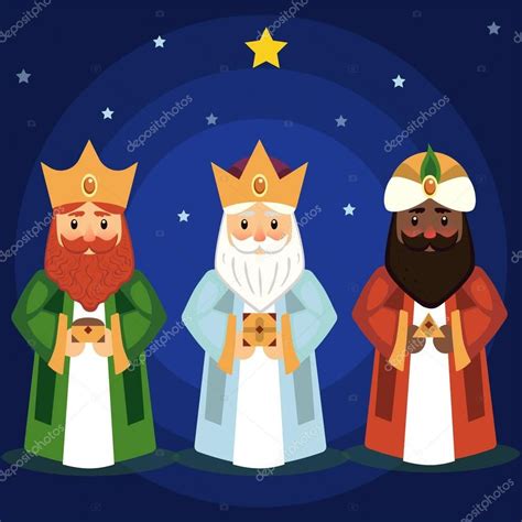 Vector Ilustración De Los Tres Reyes Magos Caspar Melchior Y Balthasar