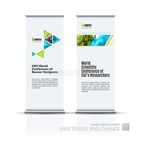Abstract Business Vector Set Of Modern Roll Up Banner Stand Desi Stock