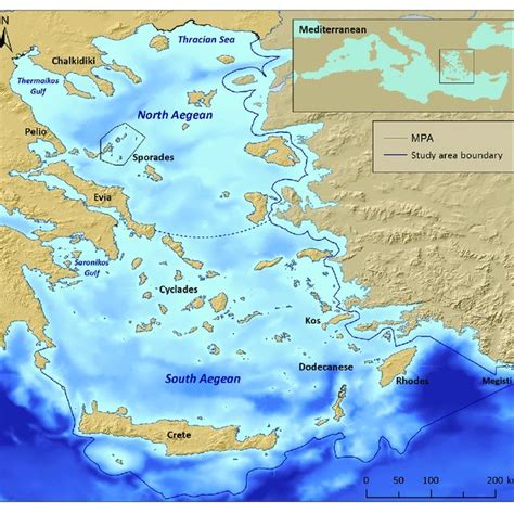 Map Of The Aegean Sea Depicting The Study Area Boundary The
