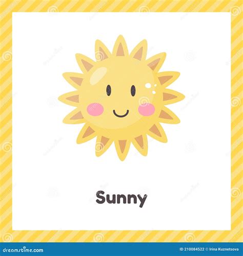 Sun Cute Weather Sunny For Kids Flash Card For Learning With Children