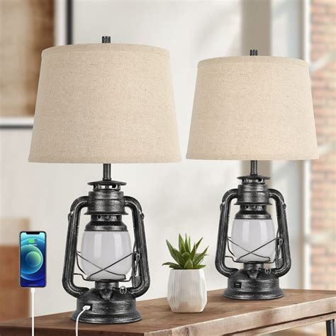 Buy Set Of 2 Farmhouse Table Lamps For Living Room 3 Way Dimmable Touch Nightstand Lamp With 2