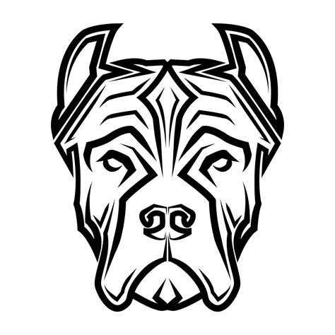 Arte De Linha Preto E Branco Da Cabeça De Cachorro Pitbull Bom Uso De