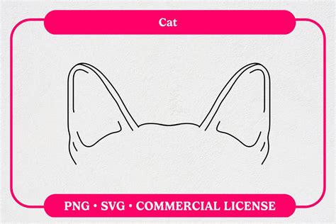 Standard Cat Ears Outline Svg Png Digital Download For Cricut And