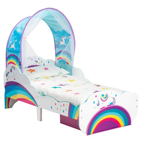 Unicorn Toddler Bed With Storage And Canopy Kids Girls Mattres
