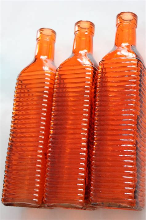 Set Of 10 Orange Glass Bottles Colored Wedding Fall Moroccan