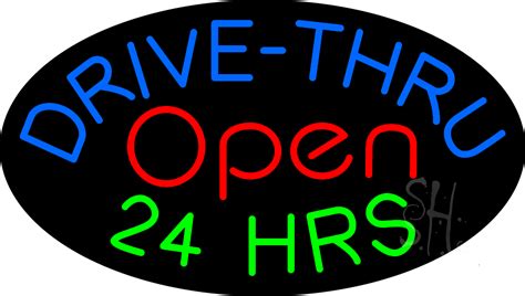 Drive Thru Open 24 Hrs Animated Neon Sign Drive Thru Open Neon Signs