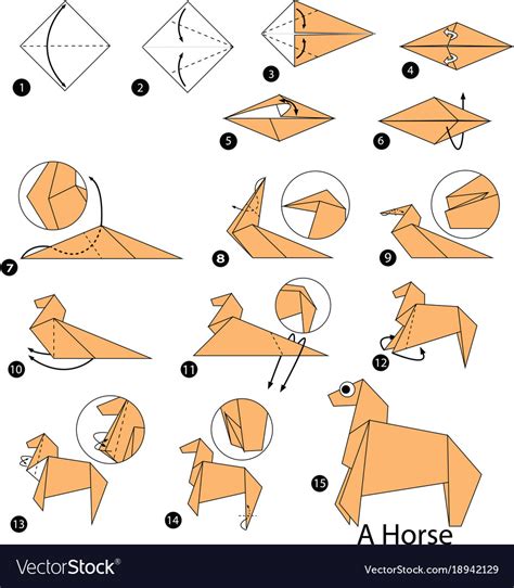 Step Instructions How To Make Origami A Horse Vector Image