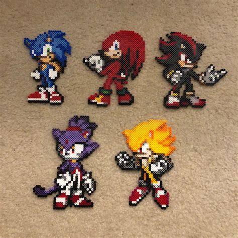 Sonic The Hedgehog Perler Bead Large Figures Etsy Canada In 2022