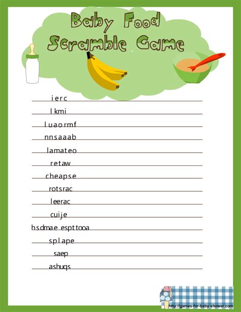 Different Baby Shower Word Scramble Game To Play Baby