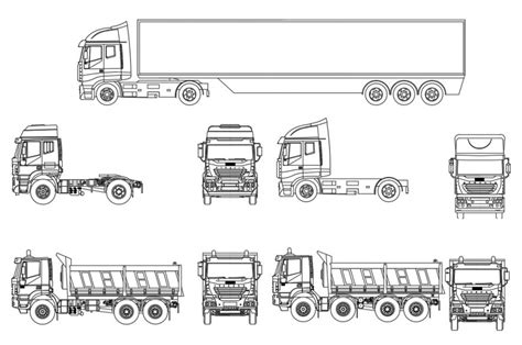 Multiple Long Truck Elevation Blocks Cad Drawing Details Dwg File Cadbull