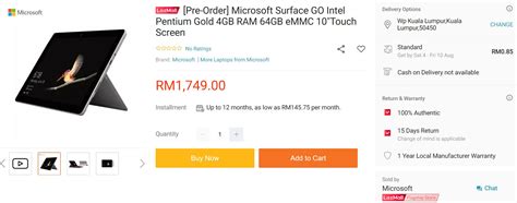 Microsoft surface go 2 10.5 touch tablet 8gb 128gb ssd intel pentium gold 4425y. Microsoft Surface Go up for Pre-Order in Malaysia; Prices ...