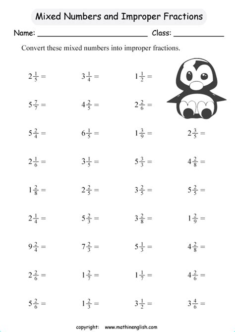 Comparing Mixed Numbers Worksheet