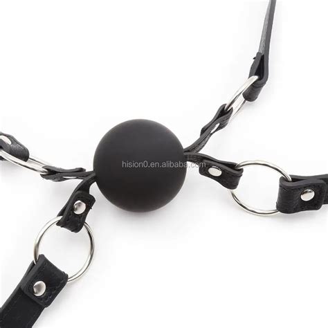 Two Person Use Same Time Special Black Silicone Ball Gag Two Leather