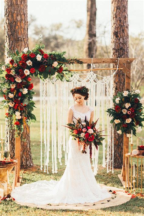 Crimson And Candlelight Moody Bohemian Wedding Inspiration Boho