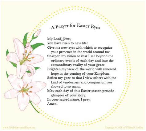 Use these best easter prayers at easter dinner or anytime throughout the day. We invite you to download a "Prayer for Easter Eyes" and ...