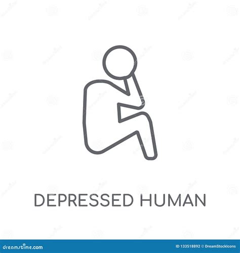 Depressed Human Linear Icon Modern Outline Depressed Human Logo Stock