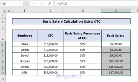 How To Calculate Basic Salary In Excel 3 Common Cases Exceldemy