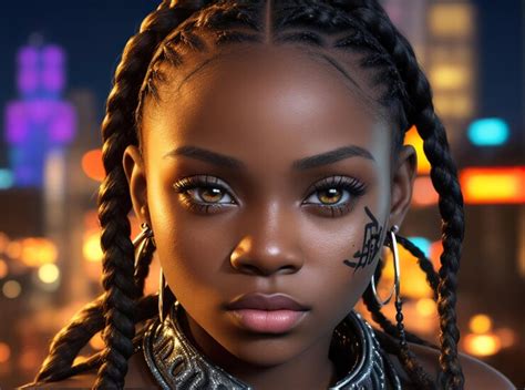 premium ai image 3d image of a beautiful 18 year old black girl wearing long braids in her