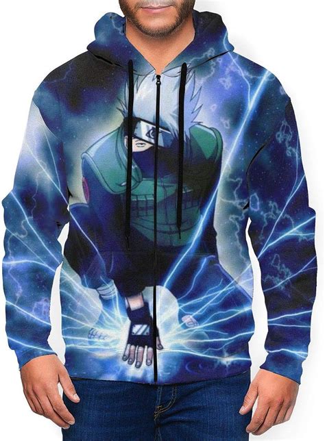 Naruto Hatake Kakashi Mens Zip Hoodies Long Sleeve Sweatshirt3d Print