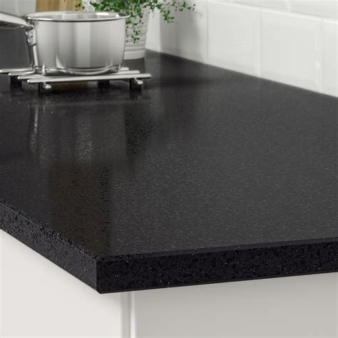 Kasker Custom Made Worktop Black With Mineral Glitter Effect Quartz 1 M²x3 0 Cm Ikea Spain