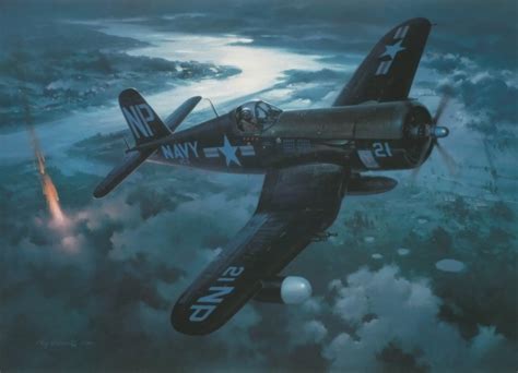 Free Wallpapers Vought F4u Corsair Pacific Fighter Ww2 War Art Painting