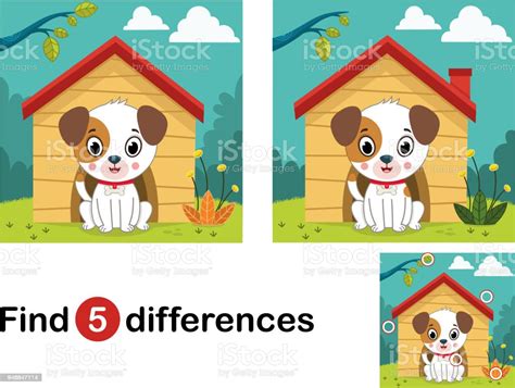 Find 5 Differences Education Game For Children Stock Illustration
