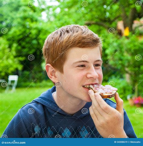 Boy Eating A Bread Stock Image Image Of Little Emotion 34308619