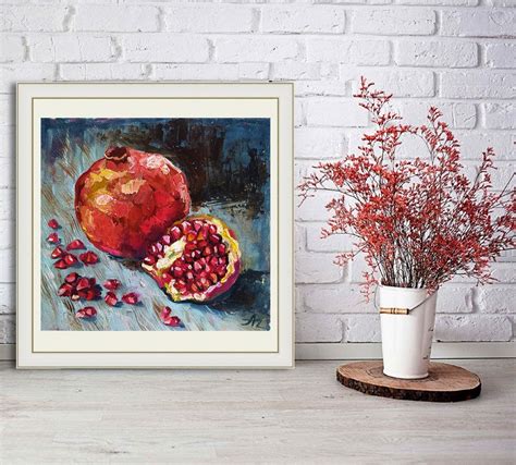 Pomegranate Painting Fruit Original Art Still Life Pomegranate Etsy