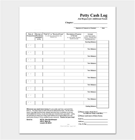 20 Petty Cash Log Templates And Examples Free Download Word Excel Pdf