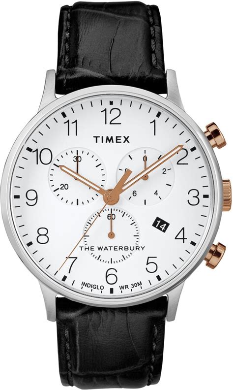 Timex Waterbury Classic Chronograph Mm Leather Strap Watch Shopstyle