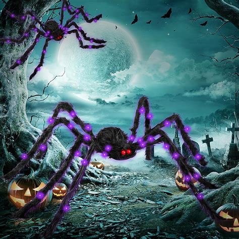 anerbili halloween decoration spider 60 inch light up giant big spider web for indoor outdoor
