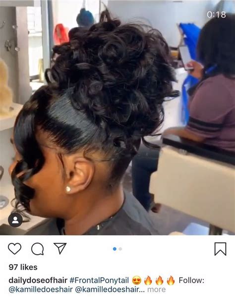 Curly Ponytail In 2020 Black Women Updo Hairstyles African American