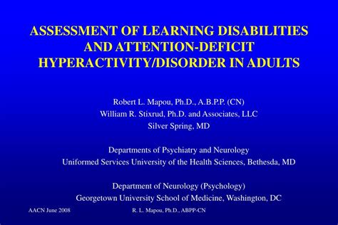 ppt assessment of learning disabilities and attention deficit hyperactivity disorder in adults