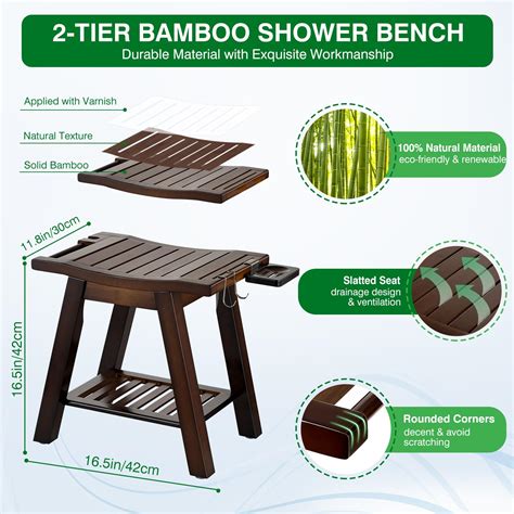 Etechmart Bamboo Shower Bench Seat A Shaped Bath Spa Stool With