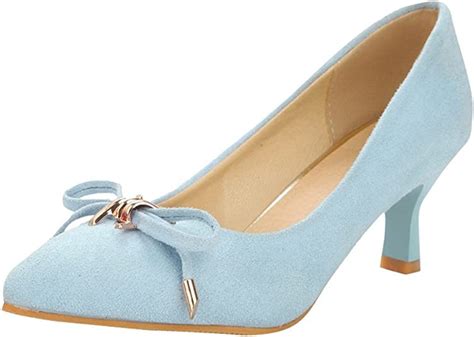 Mee Shoes Womens Sexy Kitten Heel Bows Court Shoes 65 Light Blue